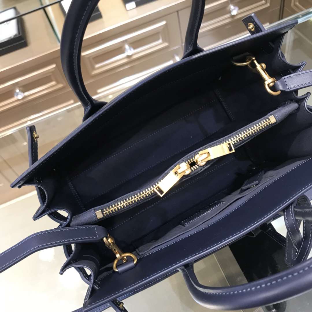 Saint Laurent Sac De Jour Baby Smooth Calfskin Handbag Shoulder Bag Navy Blue 421863 Gold